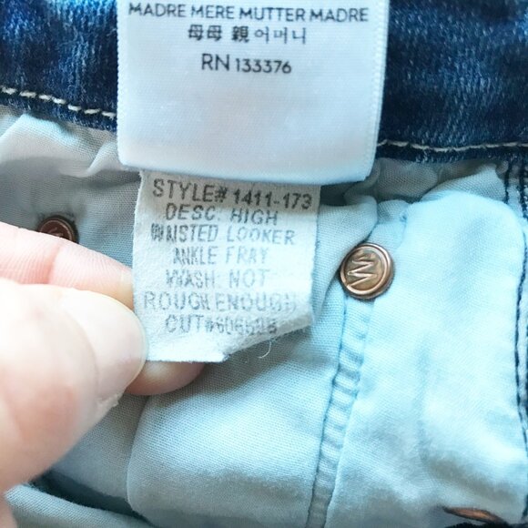 MOTHER High Waisted Looker Ankle Fray Not Rough Enough Skinny Jeans Womens 23 - Picture 9 of 13